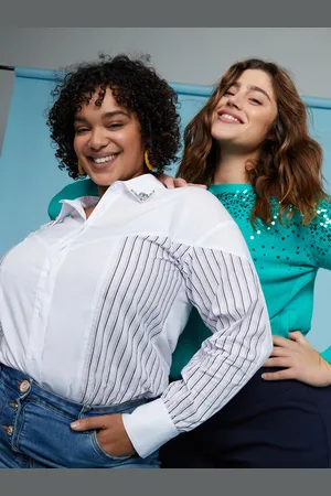 Fiorella rubino Camicia con inserti a righe e strass sul colletto Donna, Taglia: 37 (46 IT)