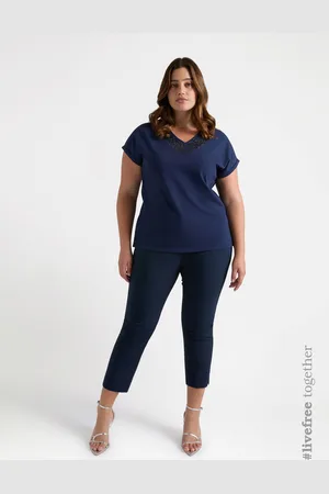 Fiorella rubino T-shirt con scollo ricamato Donna, Taglia: S (48-50 IT)
