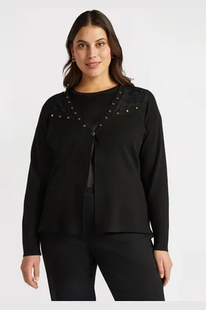 Fiorella rubino Cardigan con borchie e dettaglio in pizzo Donna, Taglia: M (52-54 IT)