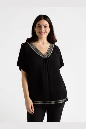 Fiorella rubino T-shirt con ricamo etnico Donna, Taglia: S (48-50 IT)