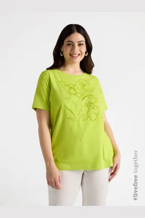 Fiorella rubino T-shirt con ricamo floreale Donna, Taglia: L (56-58 IT)