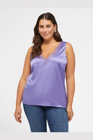 Fiorella rubino Top in raso con scollo a V in pizzo Donna, Taglia: 37 (46 IT)