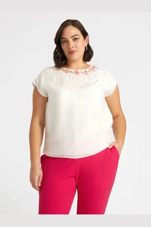 Fiorella rubino Blusa con scollo ricamato effetto dégradé Donna, Taglia: 45 (54 IT)