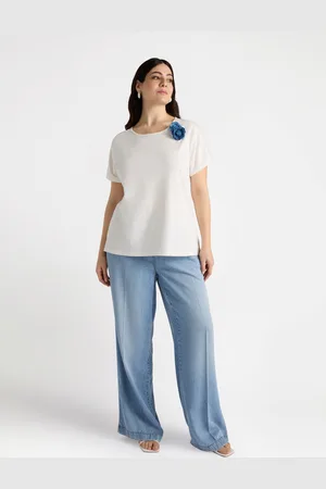Fiorella rubino T-shirt con spille a fiori Donna, Taglia: L (56-58 IT)