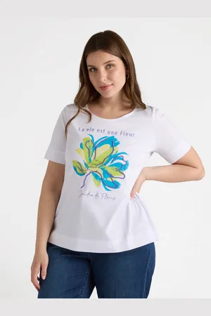 Fiorella rubino T-shirt stampata e ricamata Donna, Taglia: S