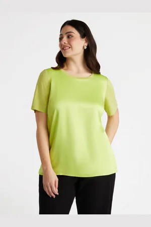 Fiorella rubino T-shirt in raso e jersey lurex Donna, Taglia: S (48-50 IT)