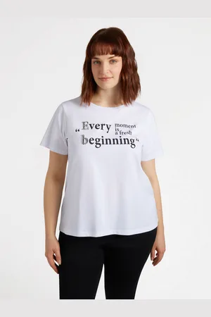 Fiorella rubino T-shirt con scritta e ricamo Donna, Taglia: L (56-58 IT)