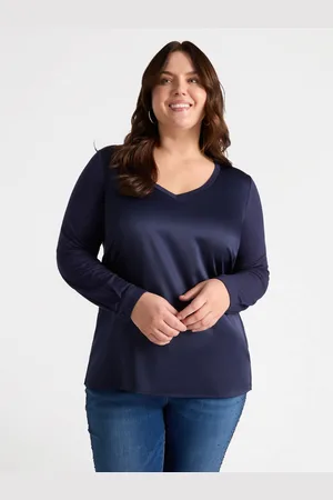 Fiorella rubino T-shirt con scollo a V in due tessuti Donna, Taglia: S (48-50 IT)