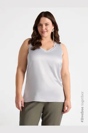 Fiorella rubino Top in due tessuti con scollo a V Donna, Taglia: S (48-50 IT)