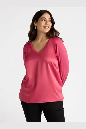 Fiorella rubino T-shirt maniche lunghe in due tessuti Donna, Taglia: L (56-58 IT)