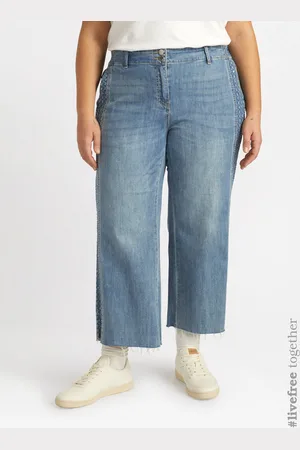 Fiorella rubino Jeans cropped dai bordi decorati con micro strappi e paillettes Donna, Taglia: 37 (46 IT)