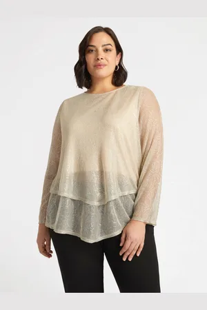 Fiorella rubino T-shirt in jersey lurex con sovrapposizioni Donna, Taglia: XS (44-46 IT)