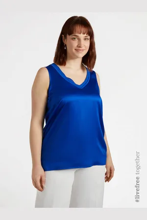 Fiorella rubino Top in due tessuti con scollo a V Donna, Taglia: S (48-50 IT)