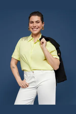 Fiorella rubino Camicia maniche corte ricamata Donna, Taglia: 37 (46 IT)