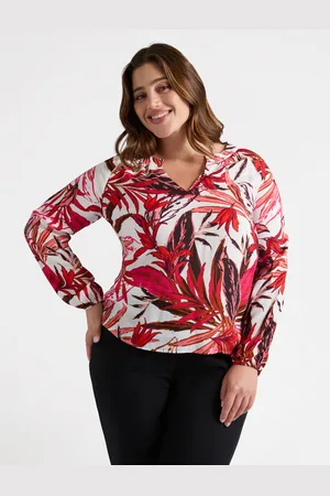 Fiorella rubino Blusa dalla stampa foliage Donna, Taglia: 37 (46 IT)