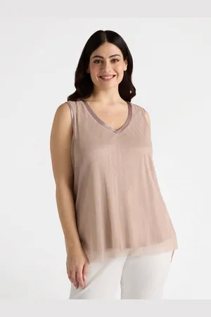 Fiorella rubino Top lurex con scollo a V Donna, Taglia: XL (60-62 IT)