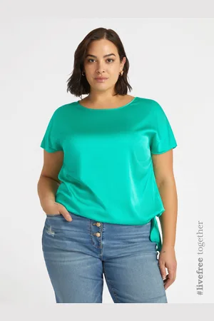 Fiorella rubino Blusa con viscosa LENZING™ ECOVERO™ con nodo al fondo Donna, Taglia: 43 (52 IT)