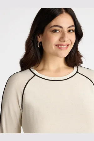 Fiorella rubino Maglia con bordi neri a contrasto e mini paillettes Donna, Taglia: XS (44-46 IT)