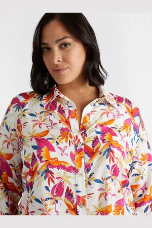 Fiorella rubino Camicia boxy stampa Parrot and Palm Donna, Taglia: 37 (46 IT)