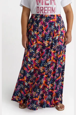 Fiorella rubino Gonna lunga stampa Parrot and Palm Donna, Taglia: M (52-54 IT)