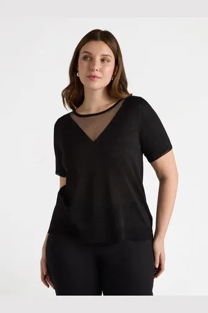 Fiorella rubino T-shirt lurex con dettaglio sullo scollo Donna, Taglia: XS (44-46 IT)