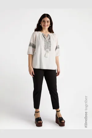 Fiorella rubino Blusa con ricami etnici Donna, Taglia: 43 (52 IT)