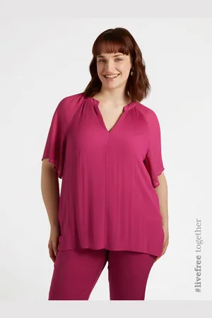Fiorella rubino Blusa plissé con scollo a V Donna, Taglia: 39 (48 IT)