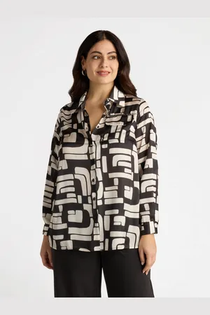 Fiorella rubino Camicia stampa optical black and white Donna, Taglia: 37 (46 IT)