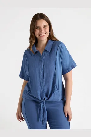 Fiorella rubino Camicia in lino con nodo al fondo Donna, Taglia: M (52-54 IT)