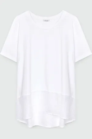 Fiorella rubino T-shirt boxy in due tessuti Donna, Taglia: XS (44-46 IT)