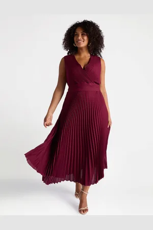 Fiorella rubino Vestito plissé con scollo a V Donna, Taglia: 41 (50 IT)