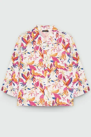Fiorella rubino Camicia boxy stampa Parrot and Palm Donna, Taglia: 37 (46 IT)