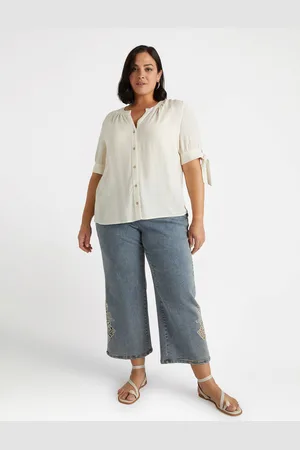 Fiorella rubino Jeans cropped con macramè al fondo Donna, Taglia: 47 (56 IT)