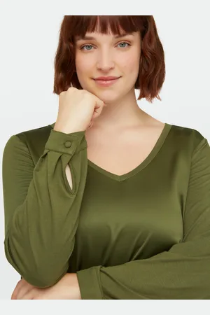 Fiorella rubino T-shirt con scollo a V in due tessuti Donna, Taglia: XL (60-62 IT)