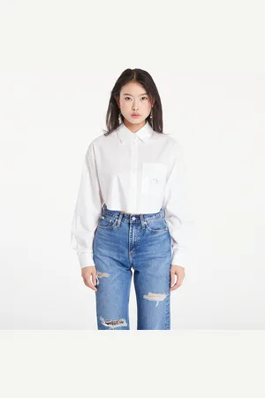 Calvin Klein Camicia Jeans Woven Label Cropped T-Shirt XL