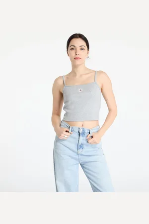 Calvin Klein Canotta Jeans Woven Label Rib Crop L