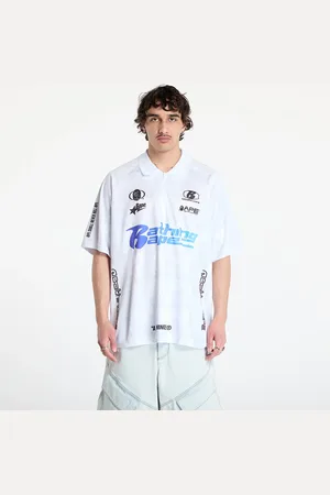 A Bathing Ape Maglietta Flame Pattern Overall Print Half Zip Relax Fit Polo Shirt UNISEX S