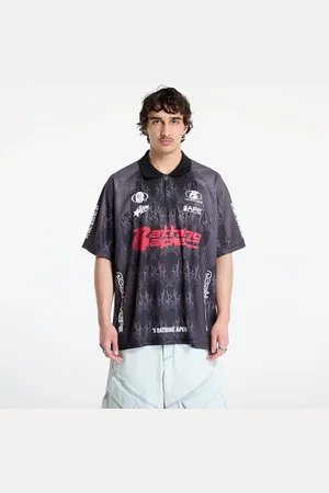 A Bathing Ape Maglietta Flame Pattern Overall Print Half Zip Relax Fit Polo Shirt UNISEX S