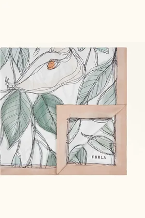 Furla Tortona Sciarpa Multicolor Twill Di Seta Con Stampa Zantedeschia Donna