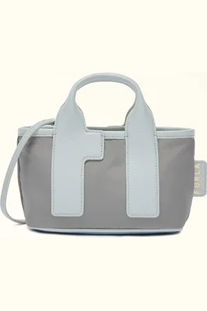 Furla Piuma Borsa Mini Cenere Tessuto Di Nylon Color-block Riciclato + Pelle Stampata Donna