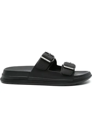 Tommy Hilfiger Sandali slides in pelle con fibbia