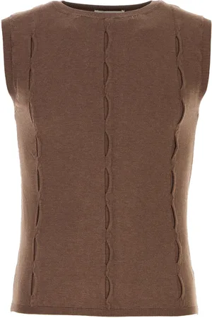 Gimaguas Gilet Forat in misto viscosa marrone UOMO