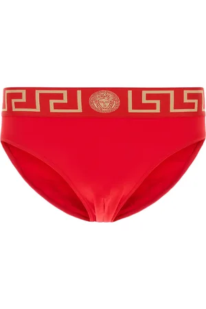 VERSACE Slip mare in nylon stretch rosso UOMO