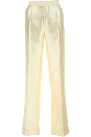Maison Margiela Pantalone dalla gamba ampia in misto viscosa avorio DONNA