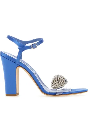 Manolo Blahnik Sandali Elhob in raso blu DONNA