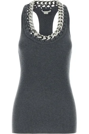 Stella McCartney Top in misto lana stretch grigia DONNA