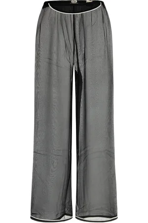 BODE Pantalone dalla gamba ampia in seta nera DONNA