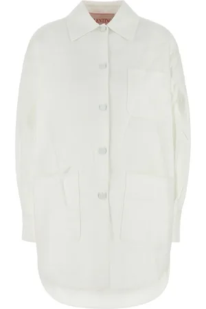 VALENTINO GARAVANI Giubbino oversize in misto cotone bianco DONNA