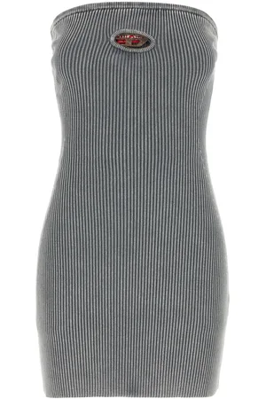 Diesel Mini abito in misto cotone stretch grigio DONNA