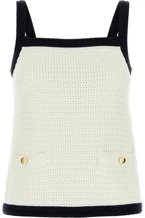 Gucci Canotta in crochet stretch bianco DONNA